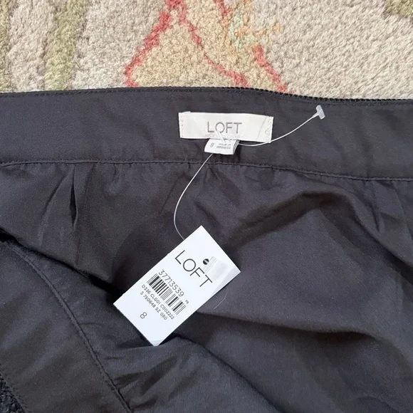 LOFT Black Button-Front Textured Mini Skirt with Ruffle Hem - Picture 3 of 4